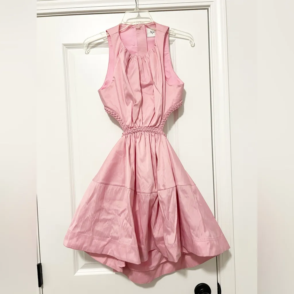 Aje Voyage Braided Cut Out Mini Dress Pink Size 6 - Image 5