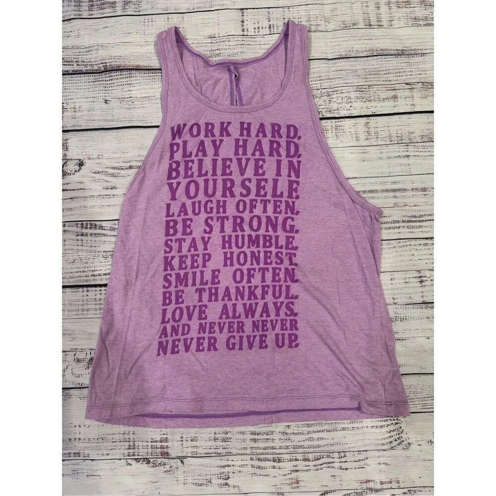 Lorna Jane The Hard Work Graphic Tank Top in Light Lilac Purple Size Medium - Image 2