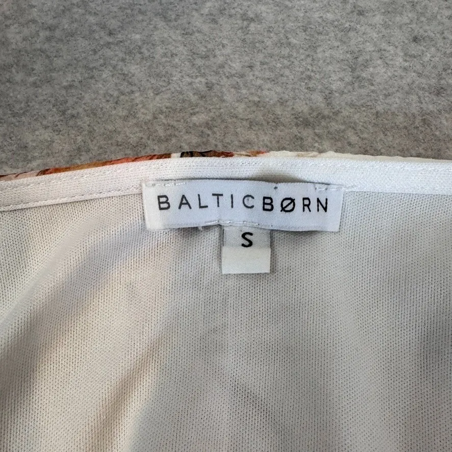 Baltic Born Maxi Dress Womens Small White Pink Tropical Flower Print Resortwear - Image 11