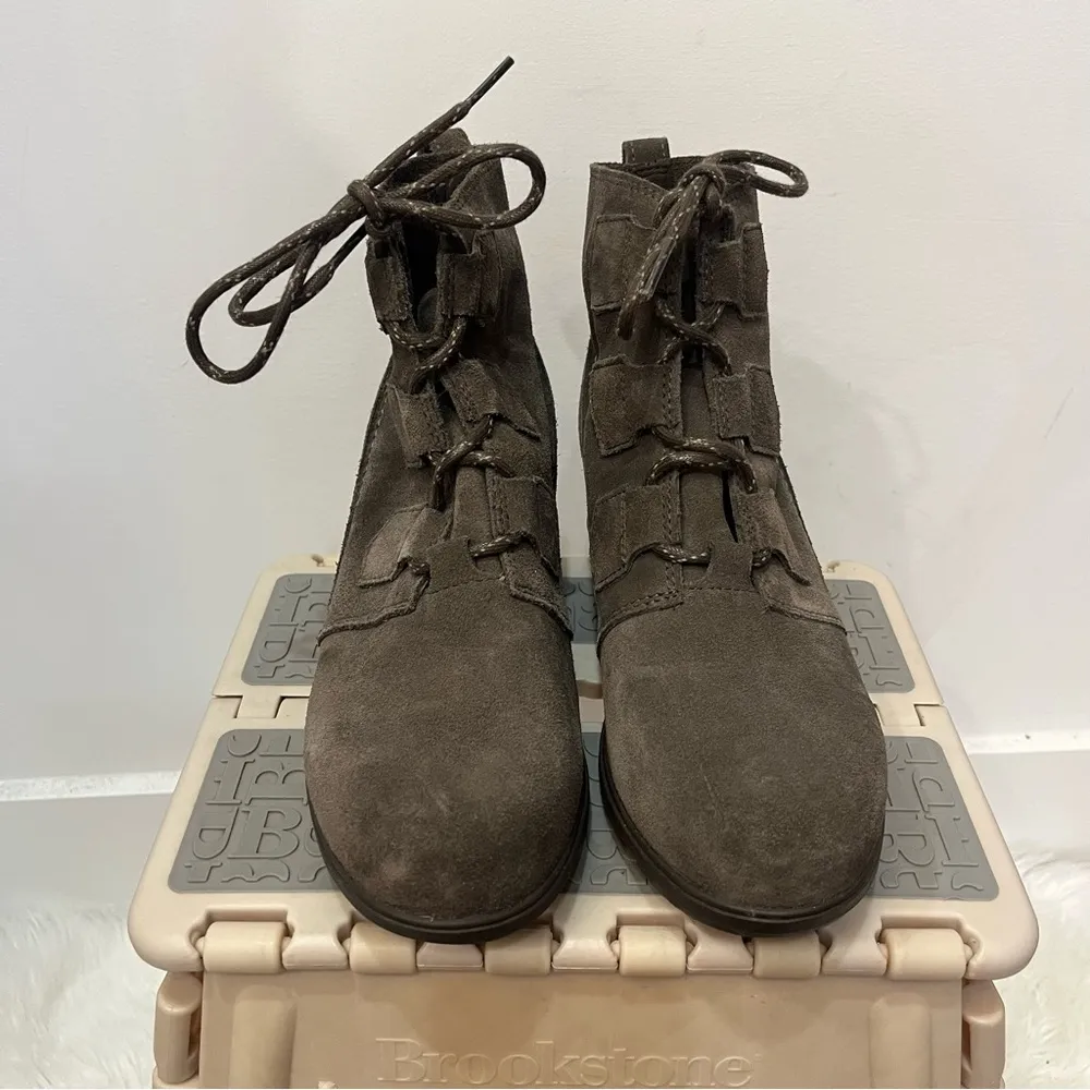 SOREL Evie Lace Wedge Booties Suede gray size 10 - Image 4