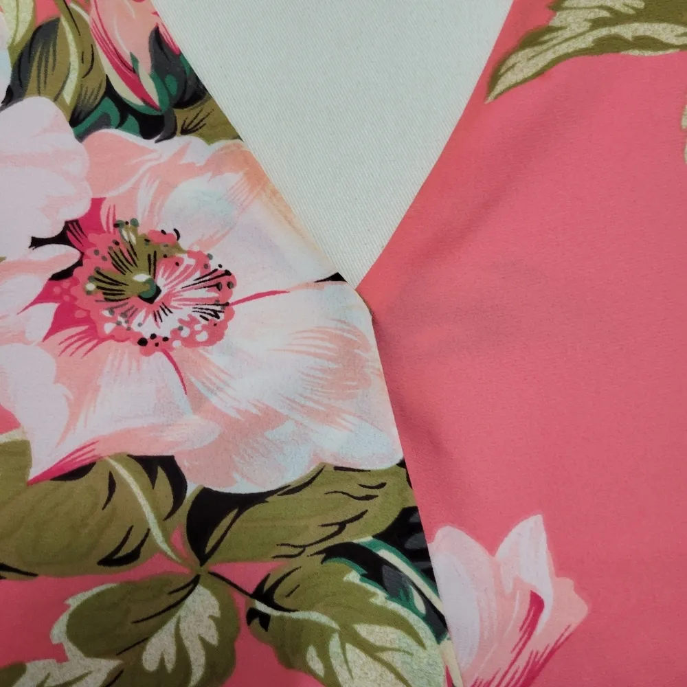 IMAN coral floral hibiscus surplice blouse size xs - Image 2