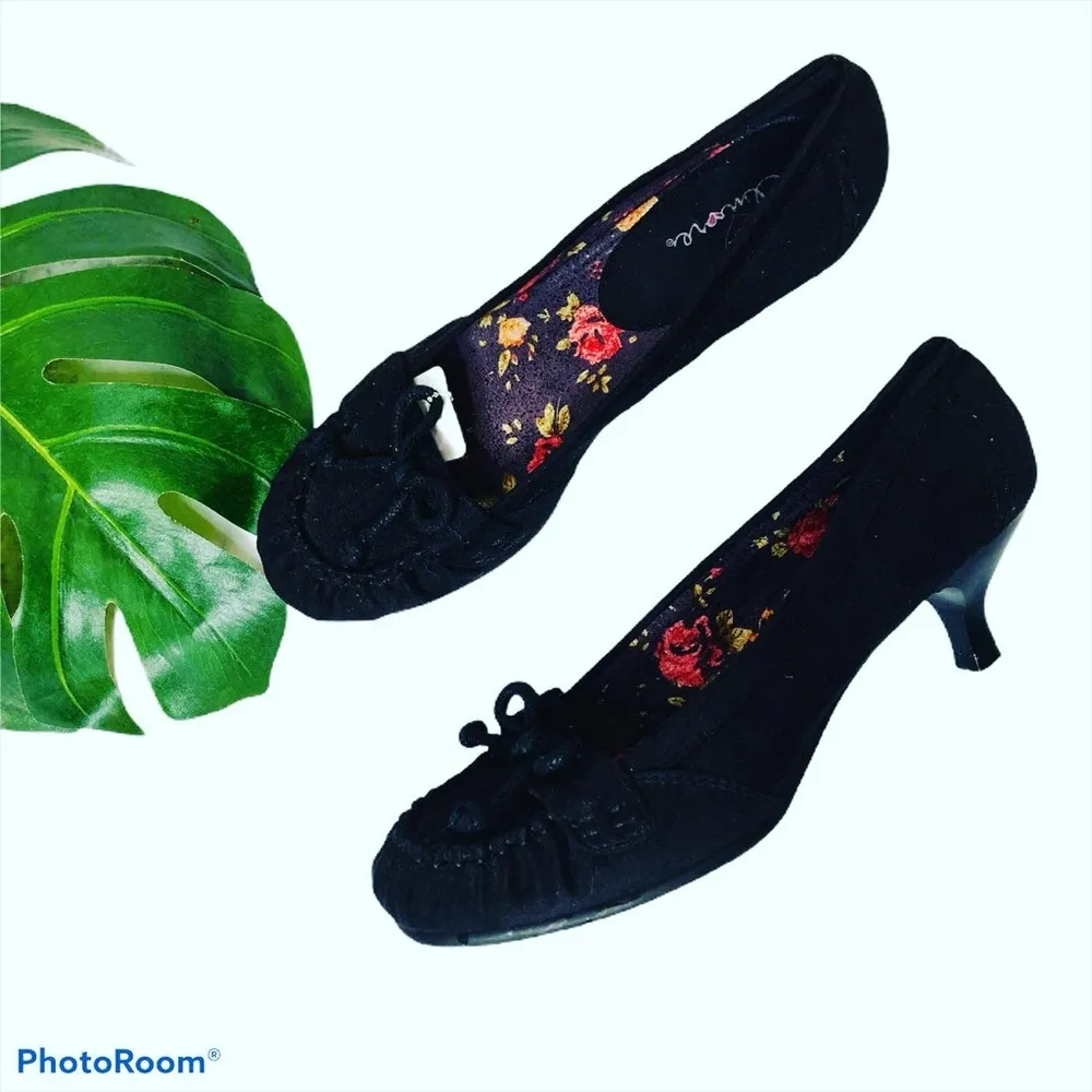 Amore Elegant Black Suede Women's Shoes with Kitten Heels size 8 - Image 5