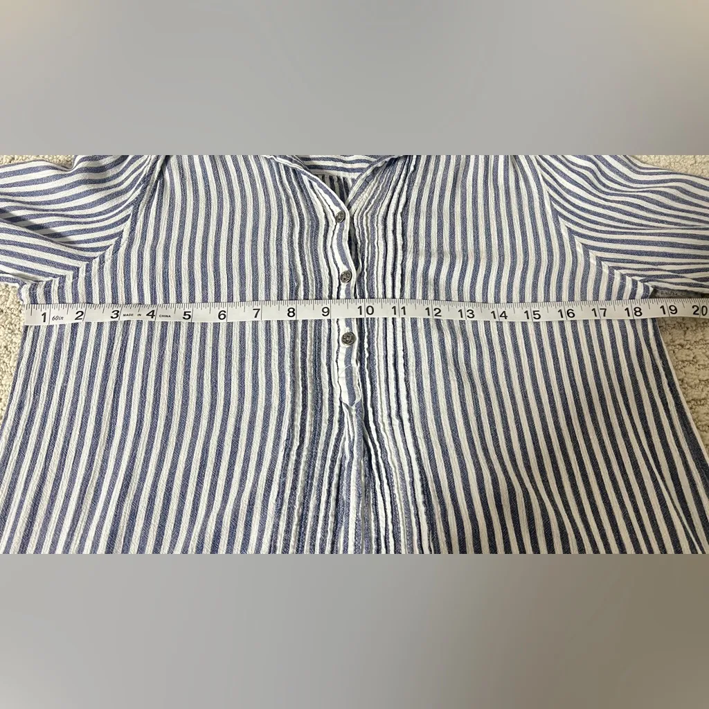 beachlunchlounge Blue and White Striped Button Down Shirt - Image 6