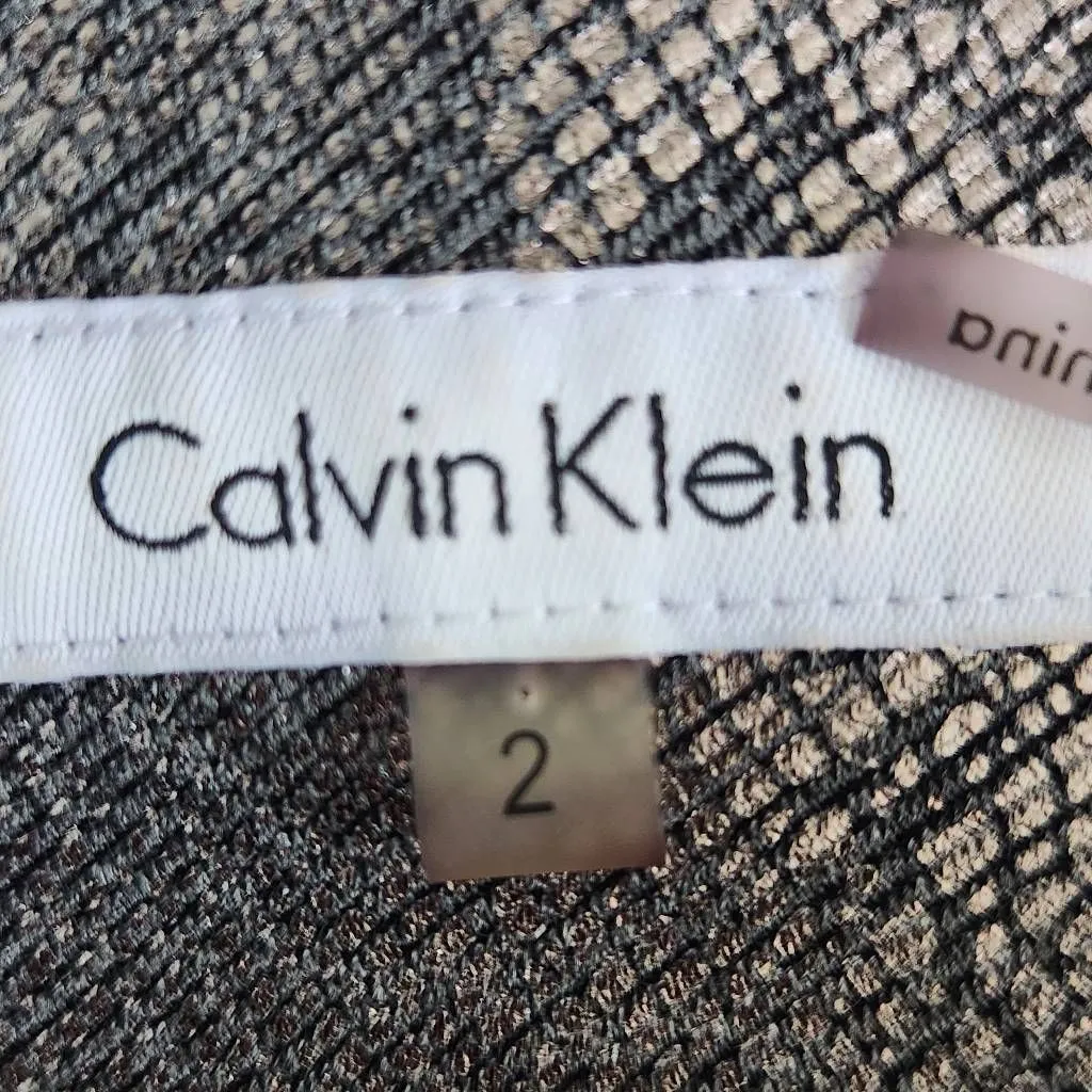 Calvin Klein Silver Snakeskin Sleeveless Sheath Dress Size 2 Wedding Guest Dress - Image 6