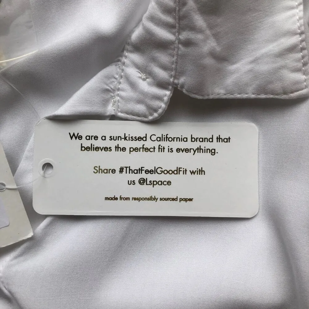 L*Space Amelia Long Sleeve Shirt Dress White Button Up Collared Womens Sz Medium - Image 10