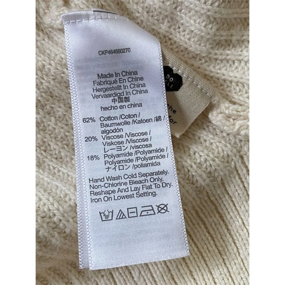 Madewell Ivory Patch Pocket Pullover Sweater Size S Long Sleeve Crew Neck - Image 5