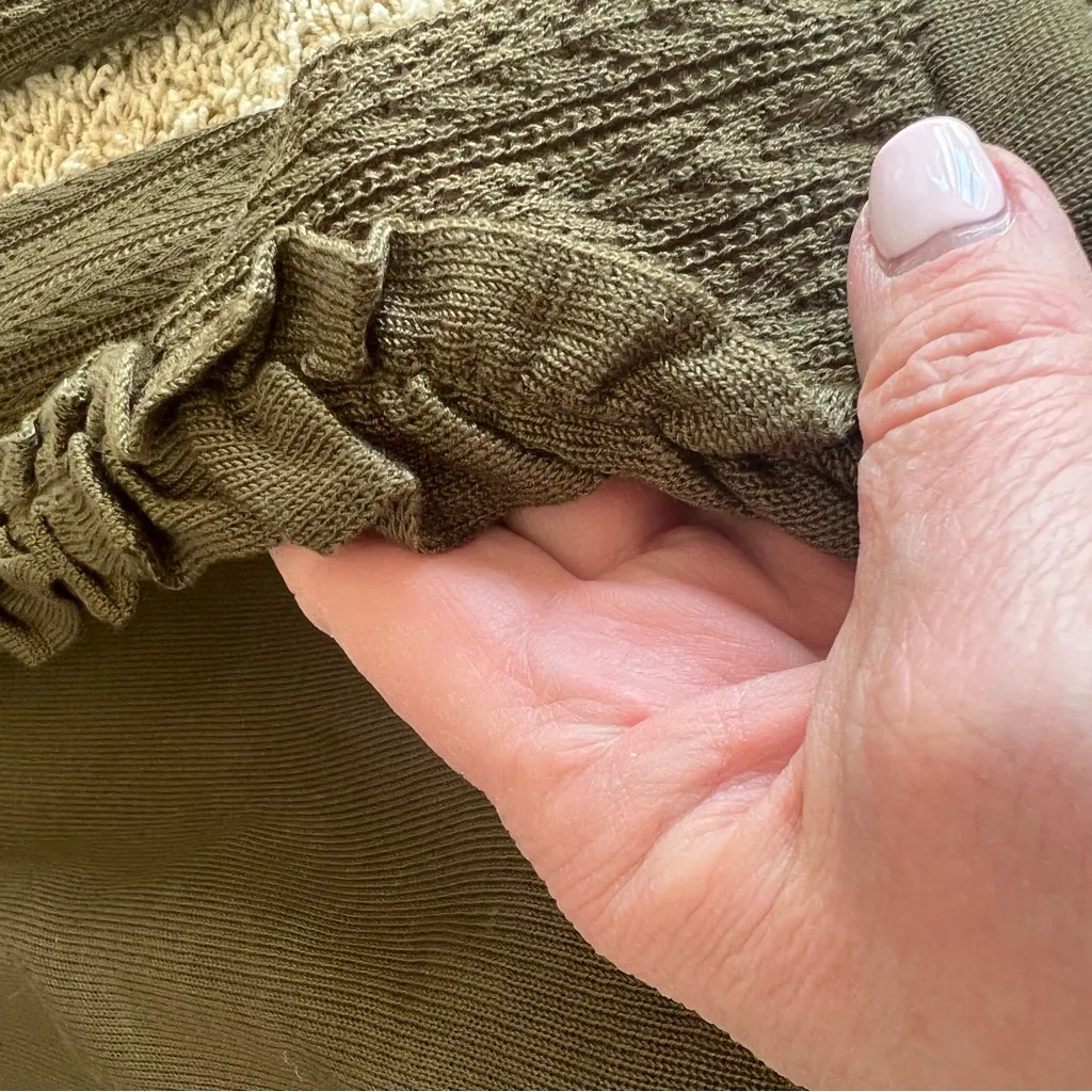 NWT Sag Harbor Mock Layered Sweater Size Large Olive Green Ruffled Cardi… - Image 7