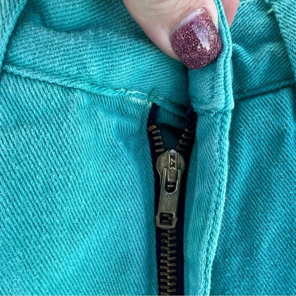 Vintage 90s Gitano Teal Ankle Zipper High Rise Jeans Blue Size 26 - Image 4