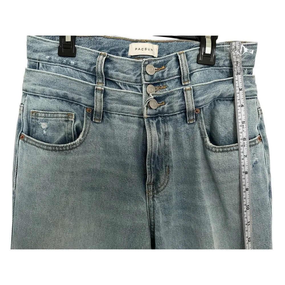 Pacsun Eco Medium Indigo Double Waistband Mid Rise Baggy Jeans Size 26 - Image 10