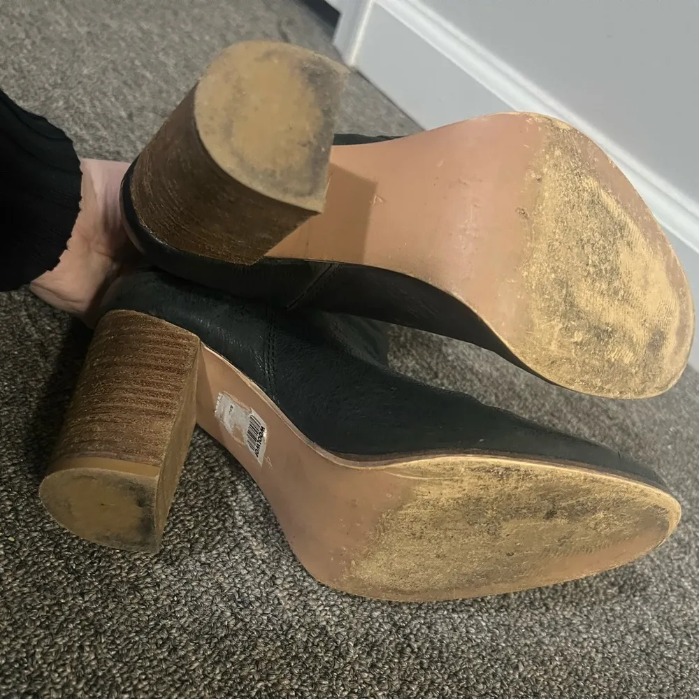 Studio W Black Leather Heeled Ankle Boots Size 6 US - Image 5