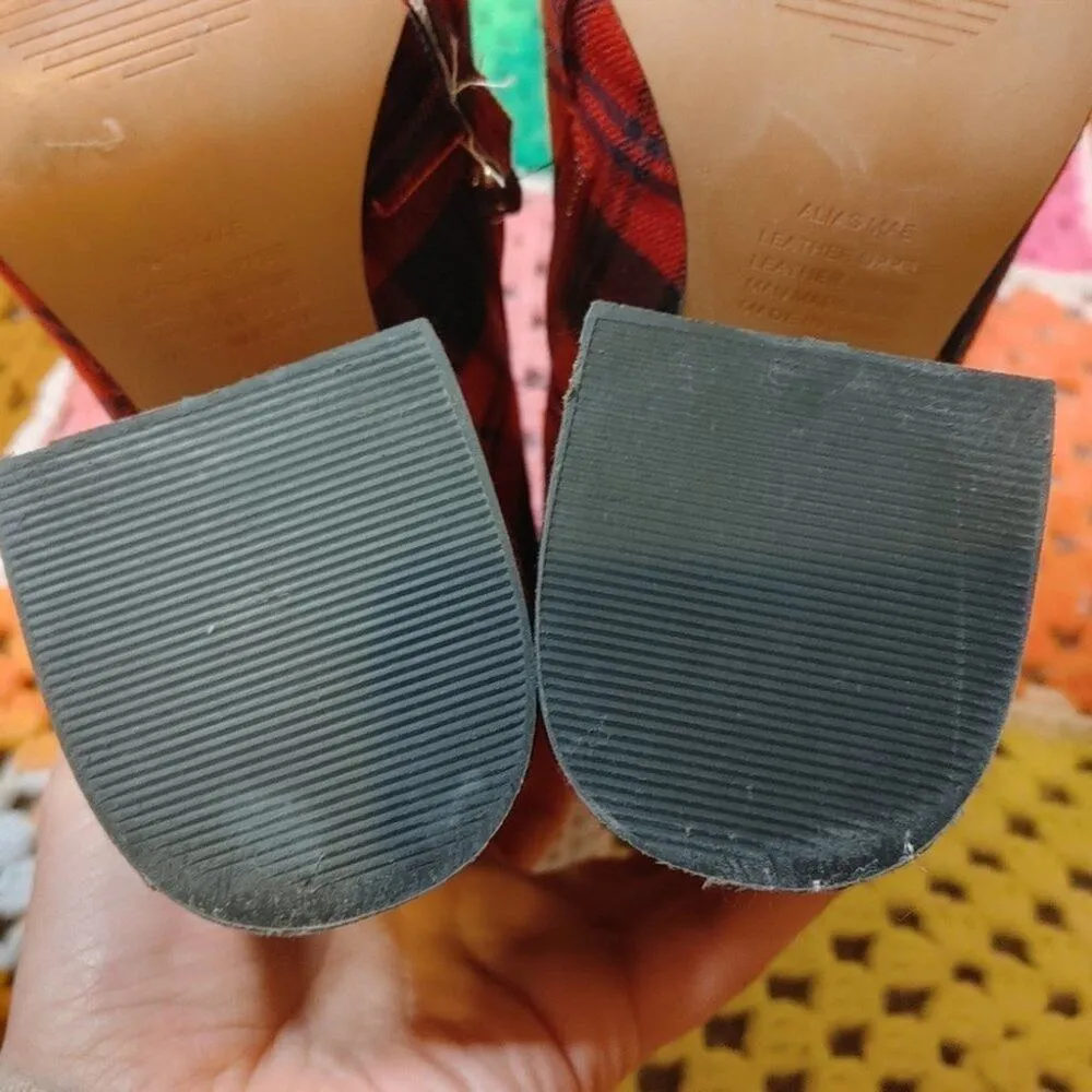 Alias Mae Ahara Bootie EU 36 Plaid Chunky Unique Statement Zipper Red Tartan Size 6 - Image 9