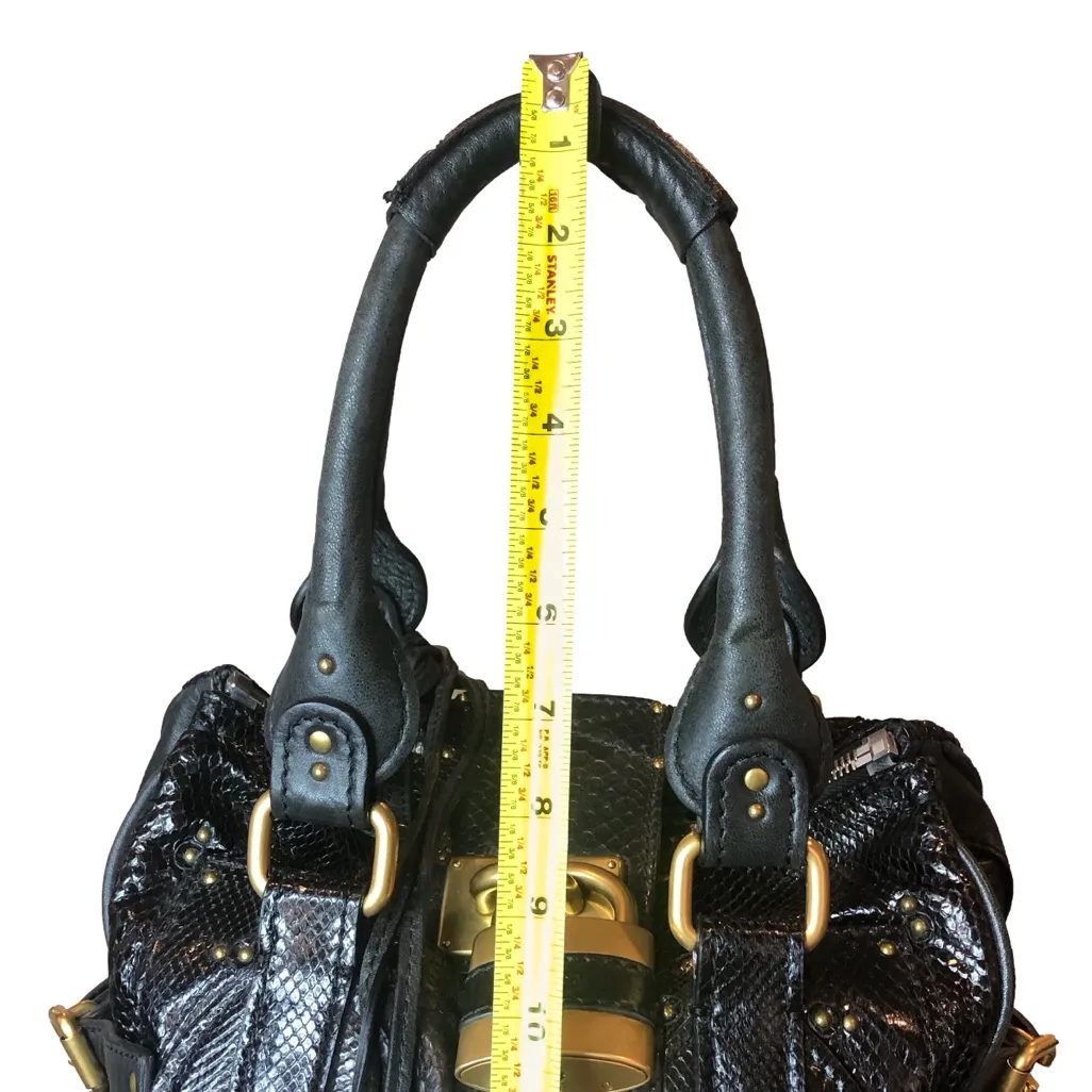 CHLOE PADDINGTON Mini Black Croc & Black Leather
Satchel with Lock & Key NWOT - Image 7