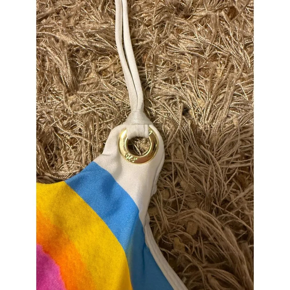 Sunshine 79 Rainbow One Shoulder Swimsuit Bikini Top Pink Size 6 - Image 5