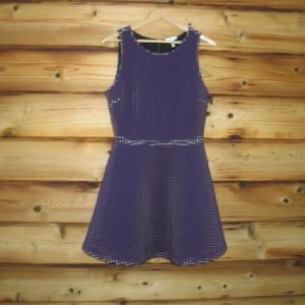 Joie Womens Purple Fit & Flare Perforated Scuba Mini Dress - Image 2