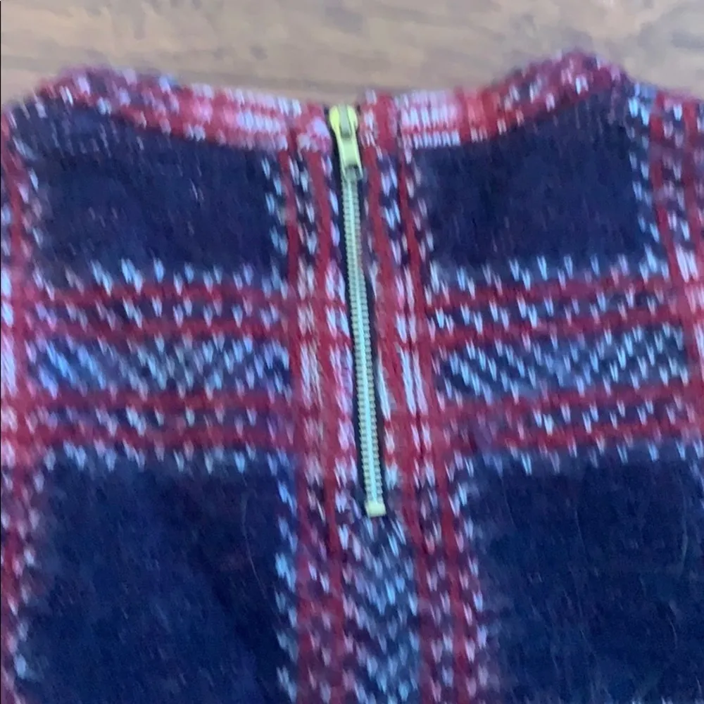 Forever 21 | Plaid Fuzzy Thick Sweater Navy Red S - Image 6