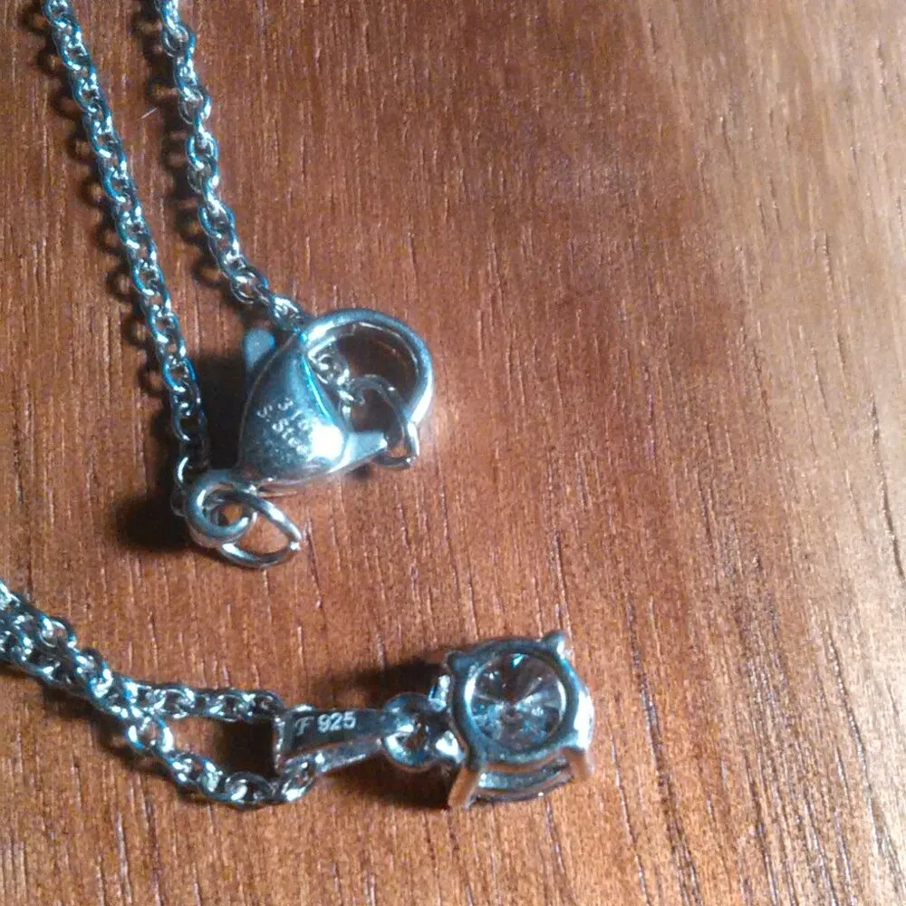 J Francis Embellished Swarovski Sterling Silver Pendant Stainless Steel Necklace - Image 8