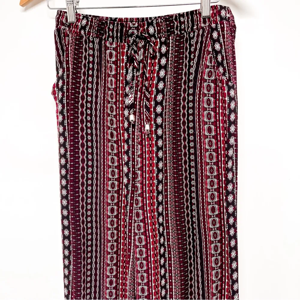Bohemian Print Wide Leg High Waisted Loose Fit Lightweight Trouser Pants - Image 4