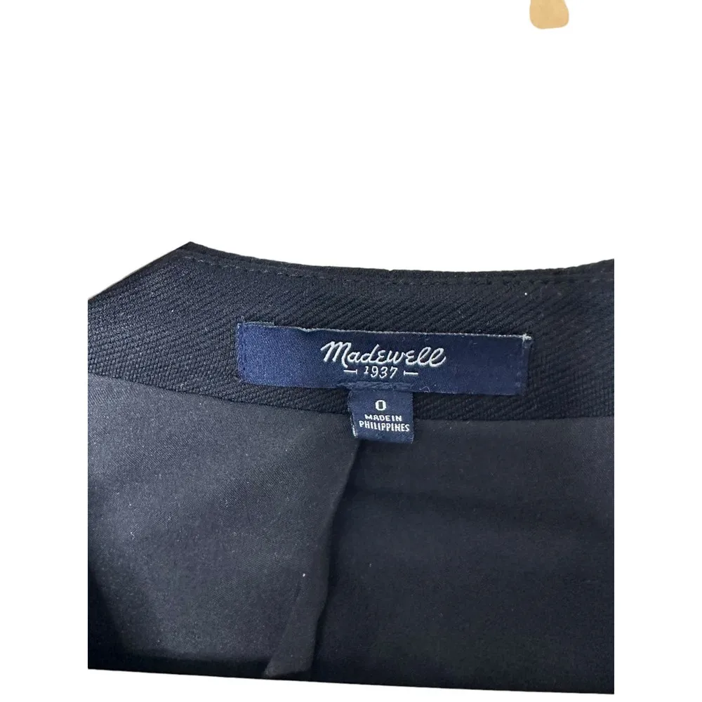 Madewell Black Leather and Twill One Button Blazer Women's Size 0 - Image 6