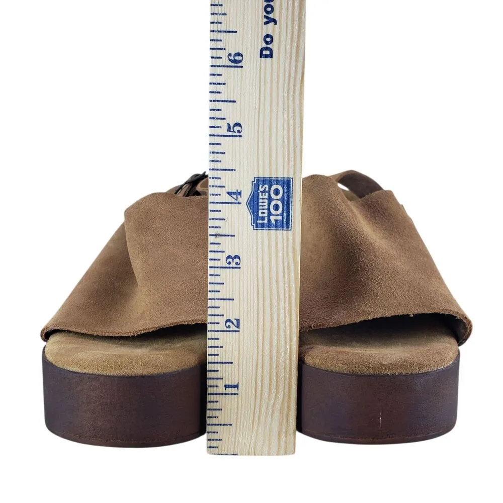 BioNatura Suede Slingback Open Toe Chunky High Block Sandals Womens Size 8 Brown - Image 9