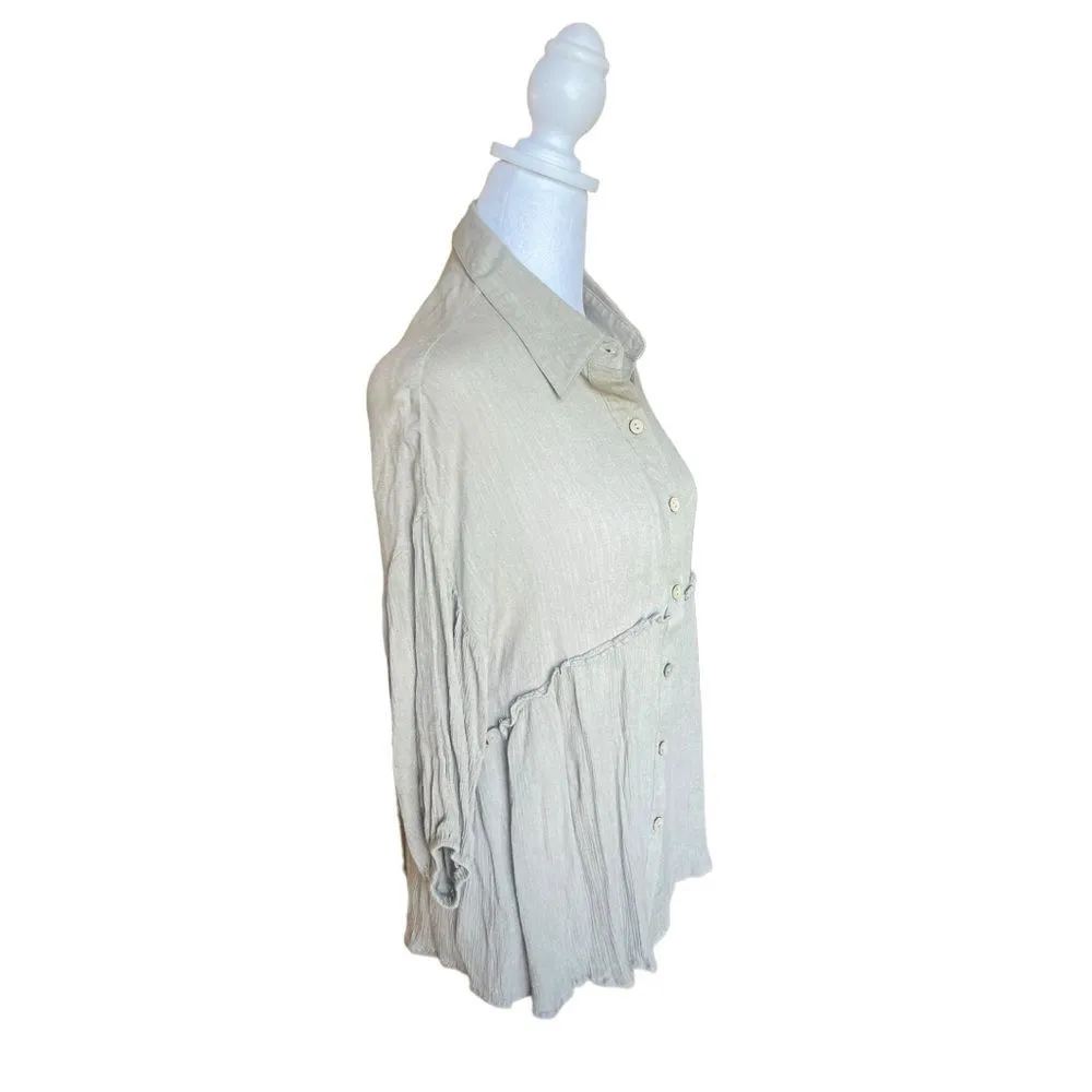Easel Long Sleeve Button Up Beige Top Womens Size Small - Image 3