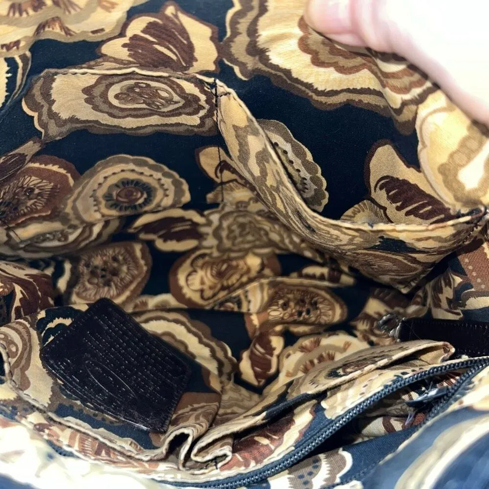 Brighton Black & Brown Pebble Leather Medium Shoulder Bag Tote Purse With Braide - Image 3