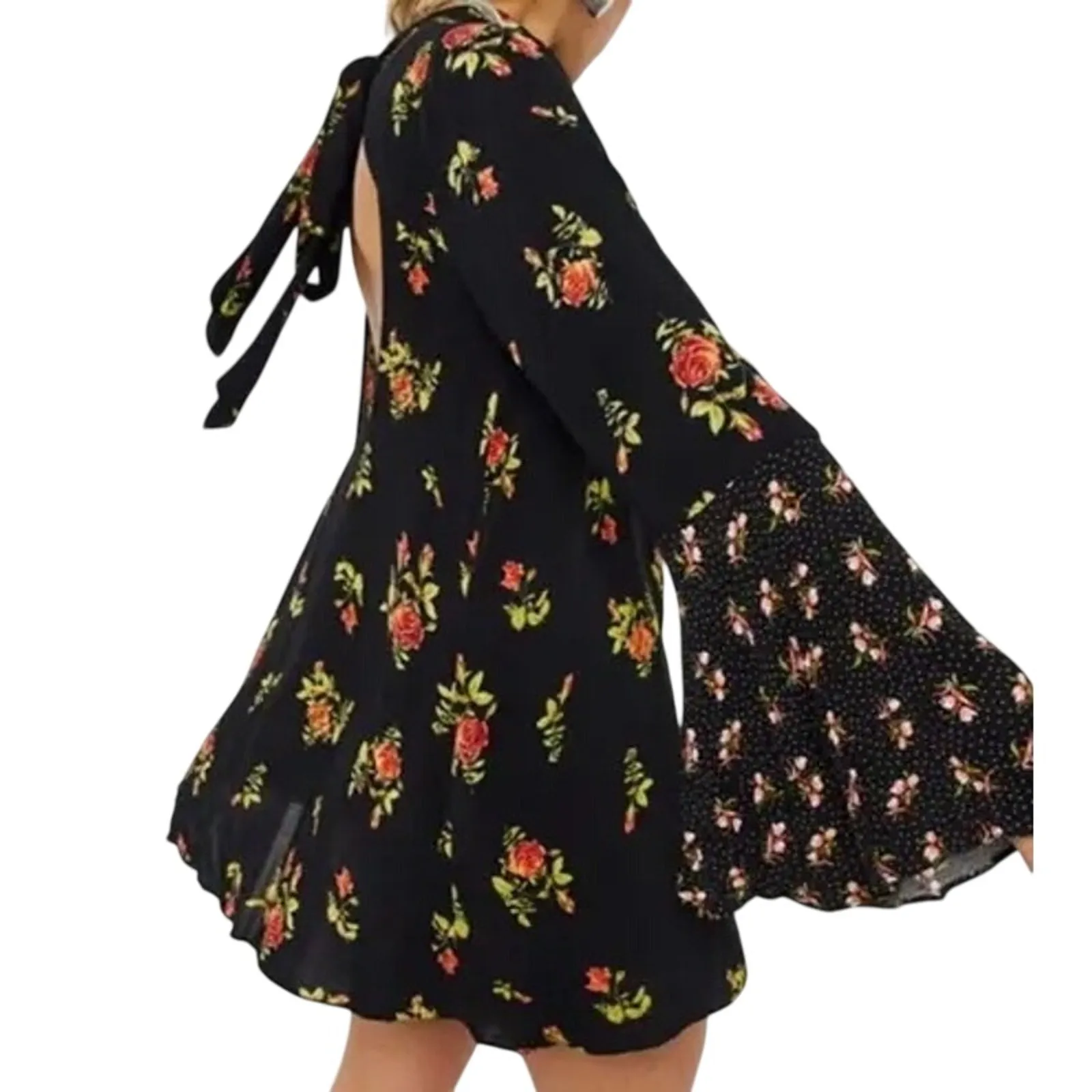 FREE PEOPLE Tate Tunic Rose Print Mini Dress Size Medium New with Tag MSRP $128 - Image 7