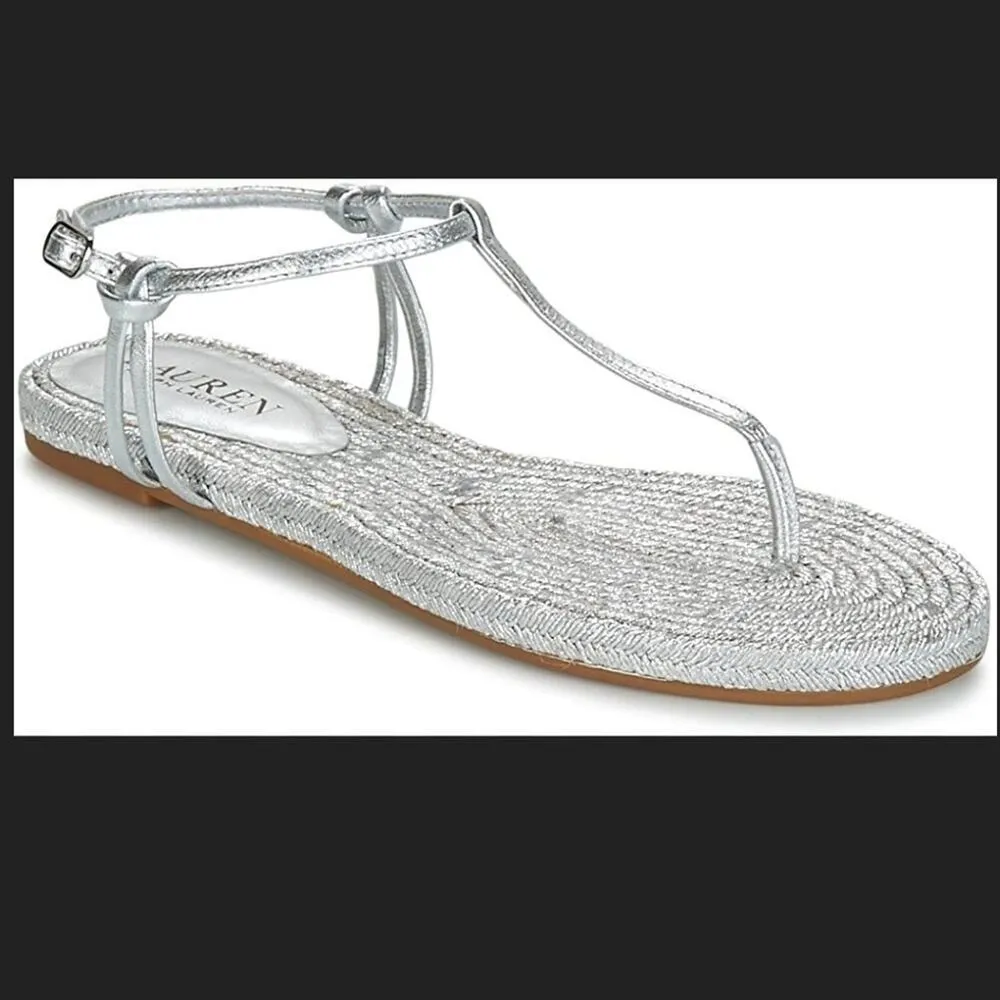 Ralph Lauren Makayla Silver leather sandals 5.5 - Image 2