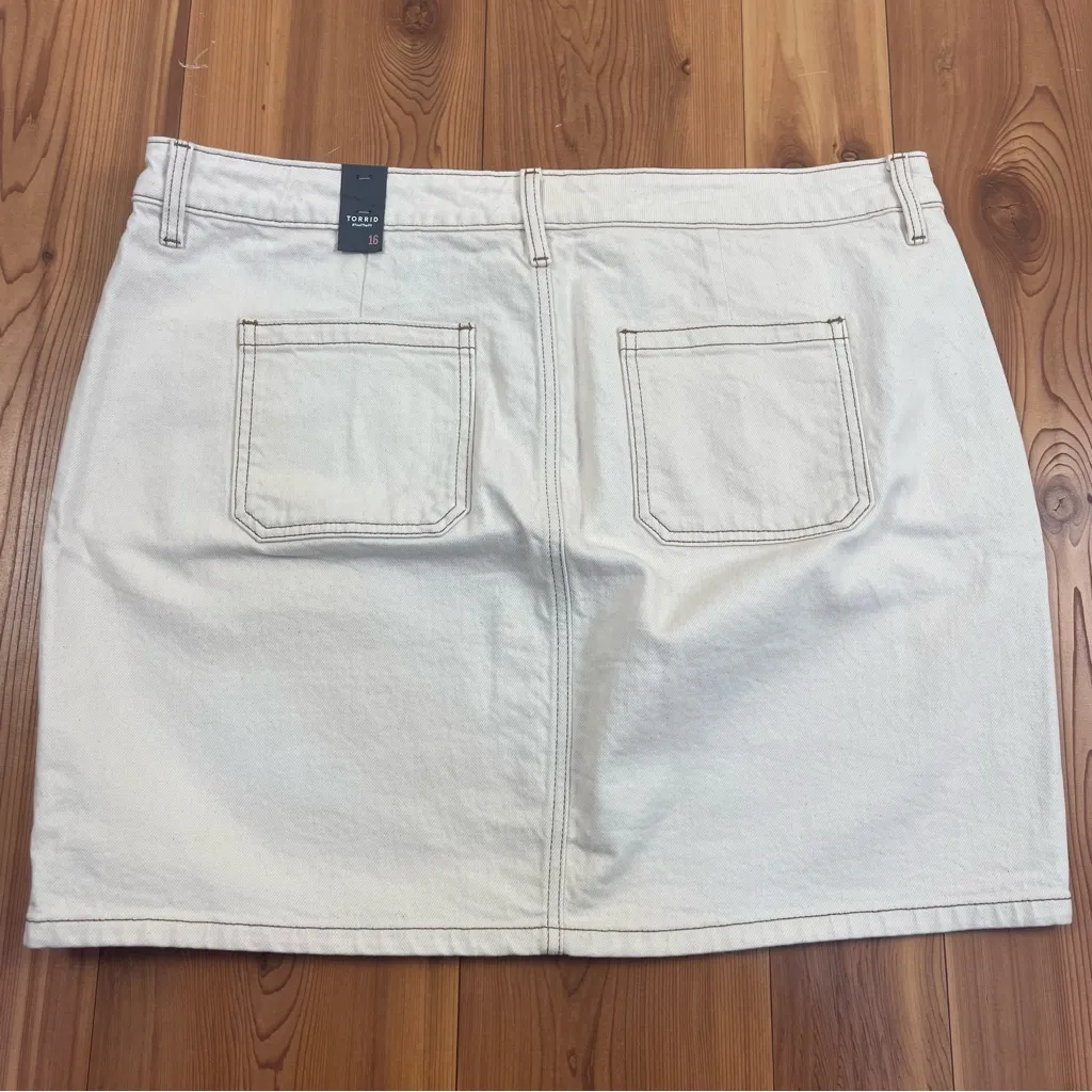 Torrid A Line Button Fly Natural Mini Denim Jean Skirt New 16 40” Waist Women’s - Image 5
