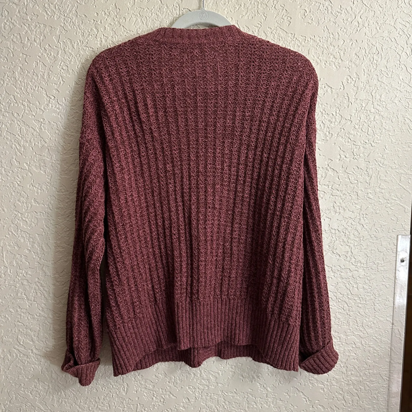 American Eagle Cardigan Burgundy Knit Button Front Long Sleeve Women Small Red - Image 9