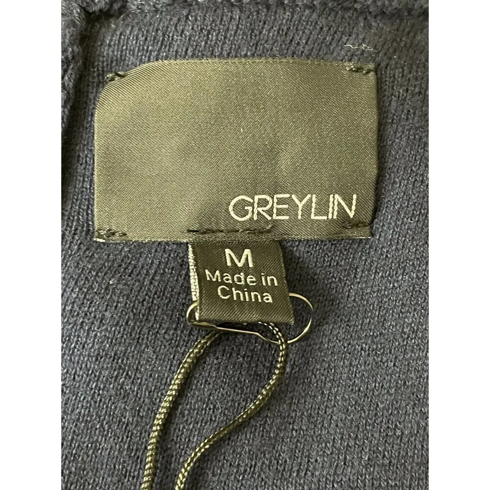 Greylin Anthro Blue Crochet Sleeveless Dress Size Medium Scoop Neck Back Buttons - Image 8