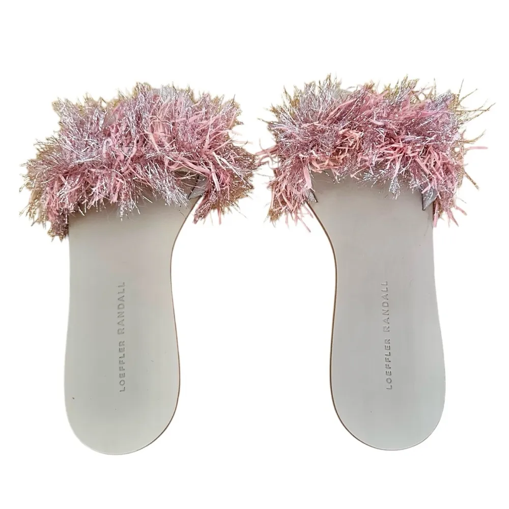 Loeffler Randall Women’s Joanna Braided Tinsel Sandals Size 7 Pink Metallic - Image 2