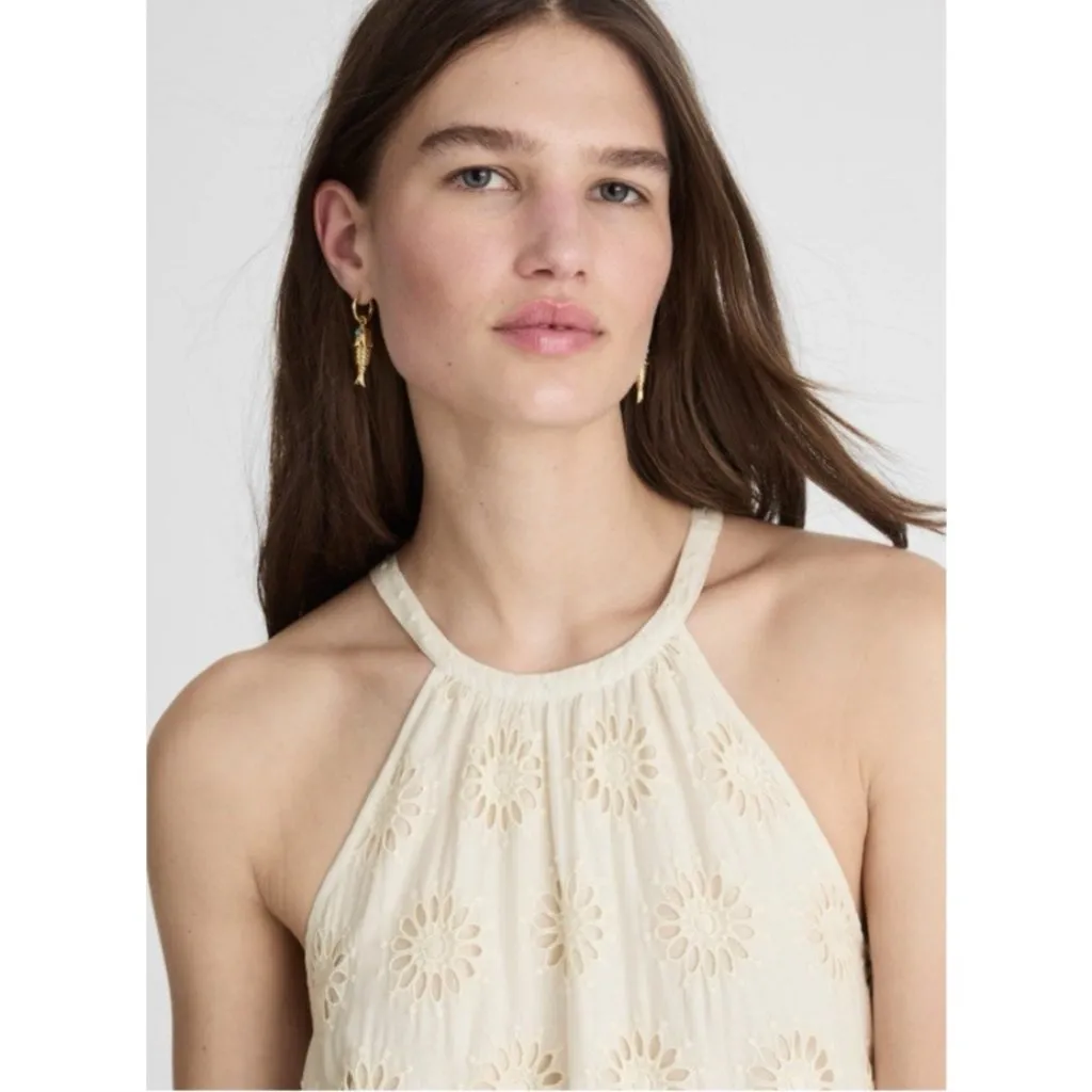 Madewell $198 Embroidered Drop-Waist Maxi Dress Floral Eyelet Ivory Size S - Image 5