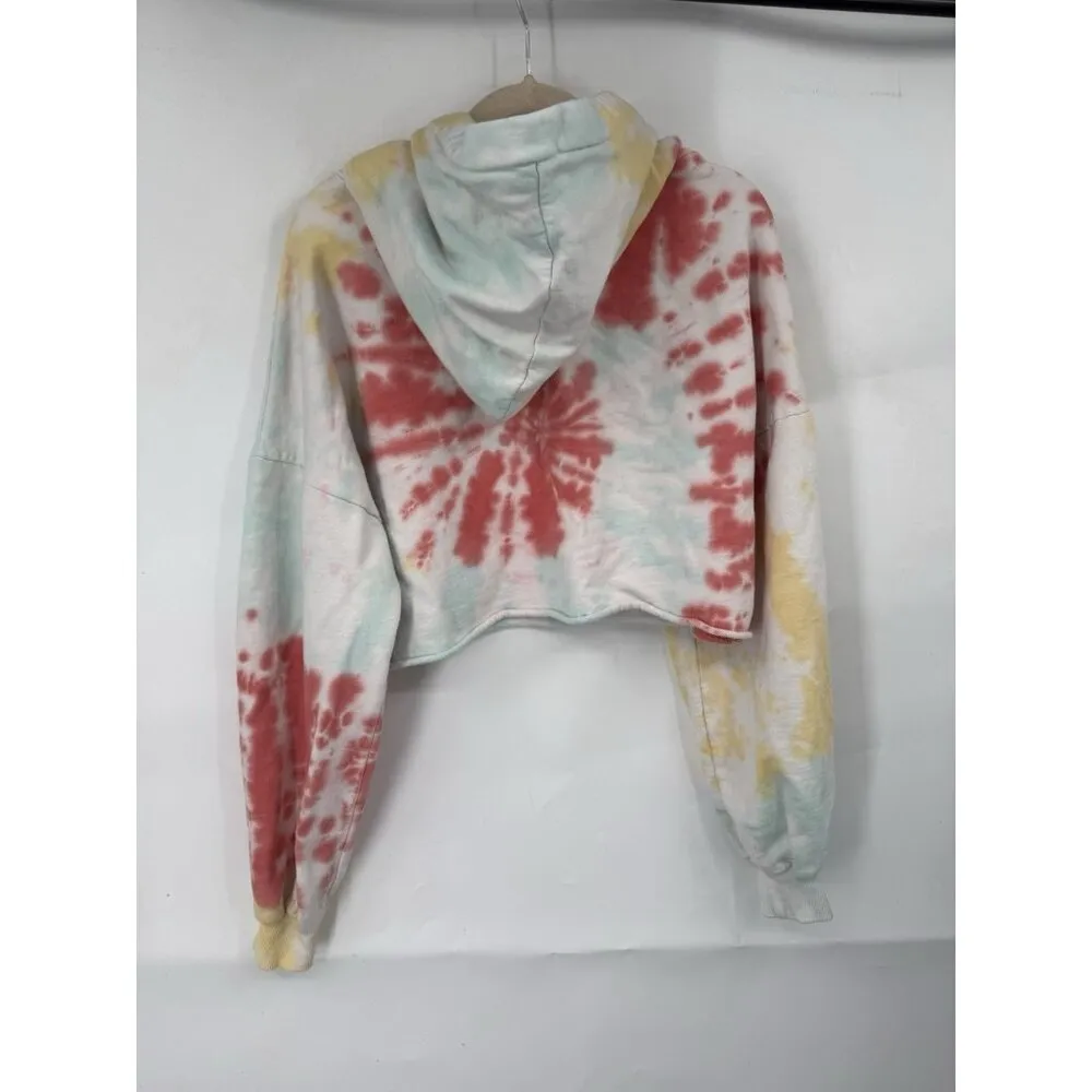 Lovers & Friends Tie Dye Cropped‎ Hoodie Sweatshirt Women Medium Colorful Hippie - Image 3