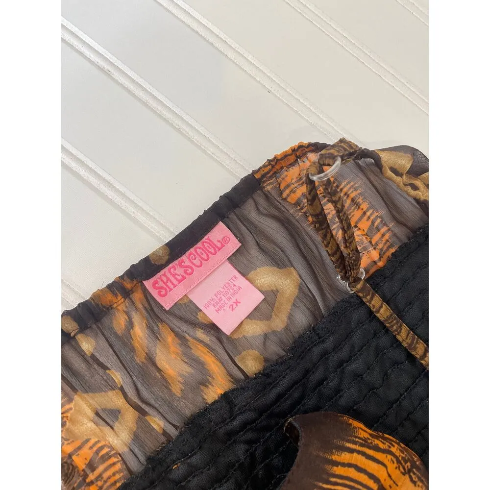 She’s is Cool Women’s V-Neck Maxi Dress Brown & Yellow Print Sleeveless Size 2XL - Image 8