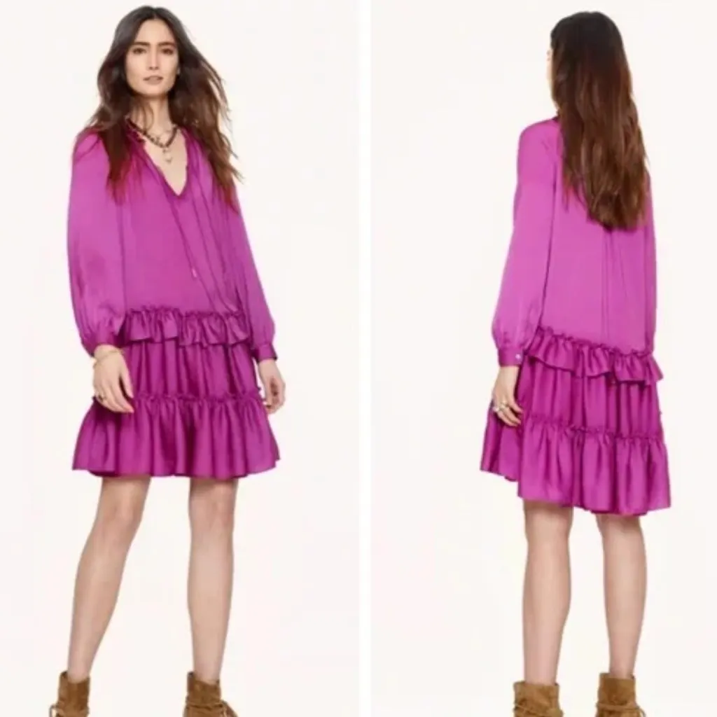 Rebecca Minkoff Tessa Tiered Dress in Beet sz Small NWT $248R - Image 2