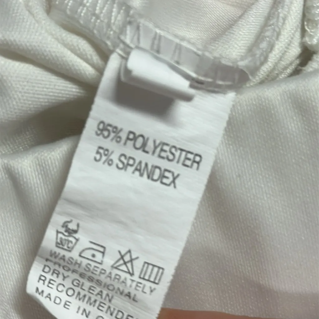 White Wide Leg High Waist Pull On Pants Pleated Front with Pockets Womens Medium - Image 6