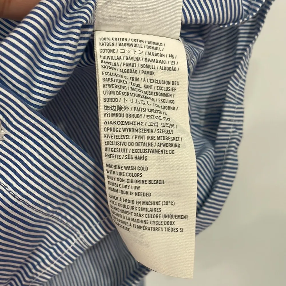 Women’s Button Up Shirt Blue & White Striped 100%Coton Sz M - Image 5