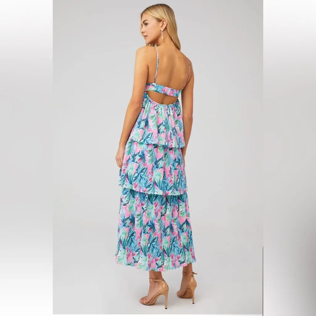 Saylor Mauve Midi Tiered Dress M - Image 3