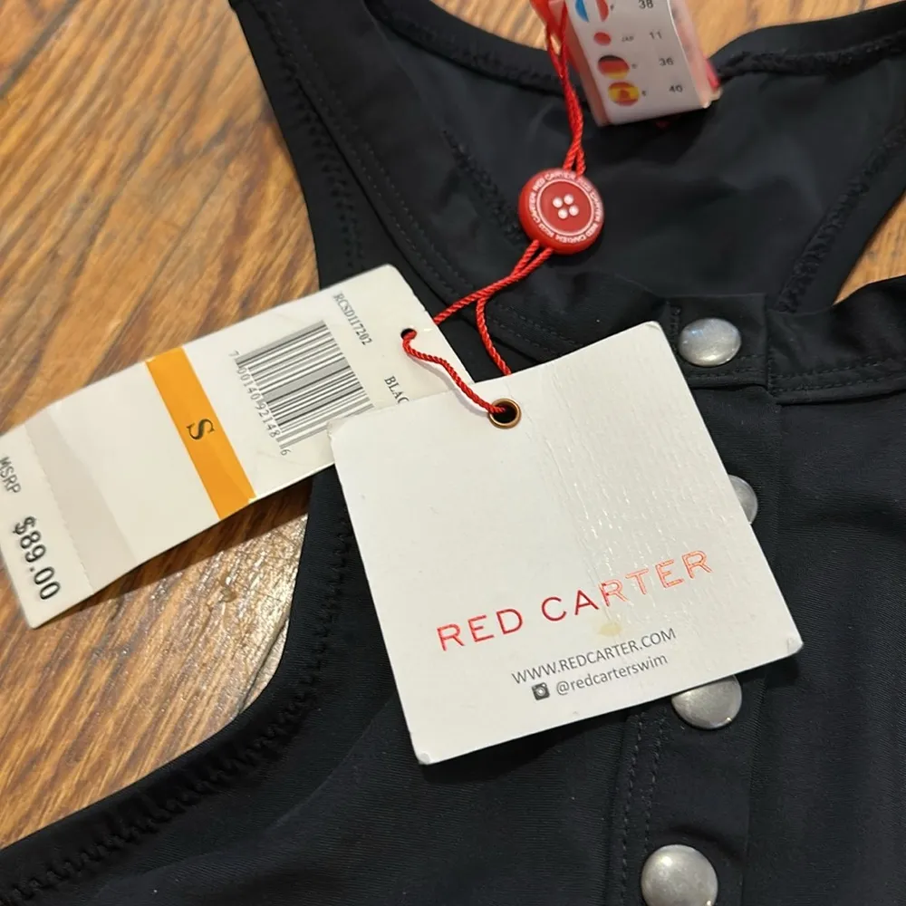 NWT red Carter bikini top swim black studded - Image 2