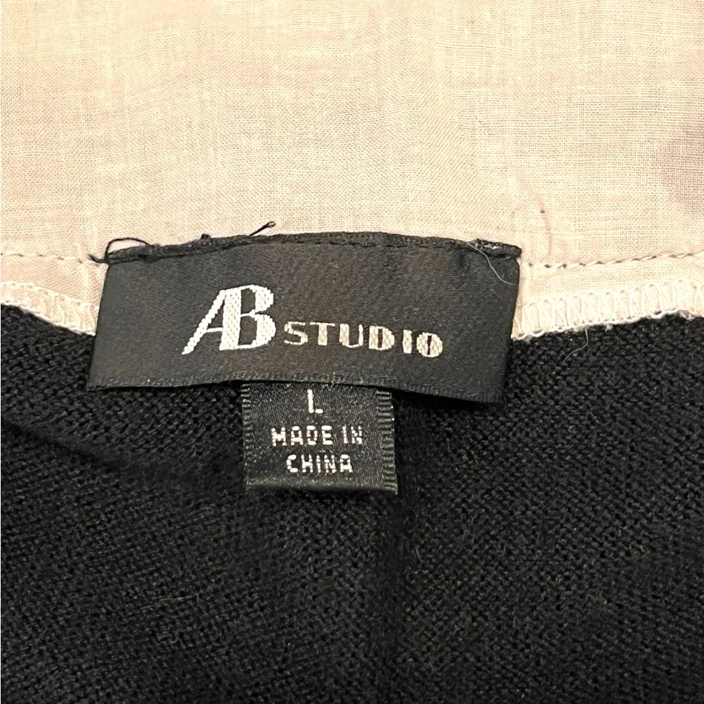 AB Studio  Women's XL- Black & White Layered Knitted Pullover Top Y2K - Image 3