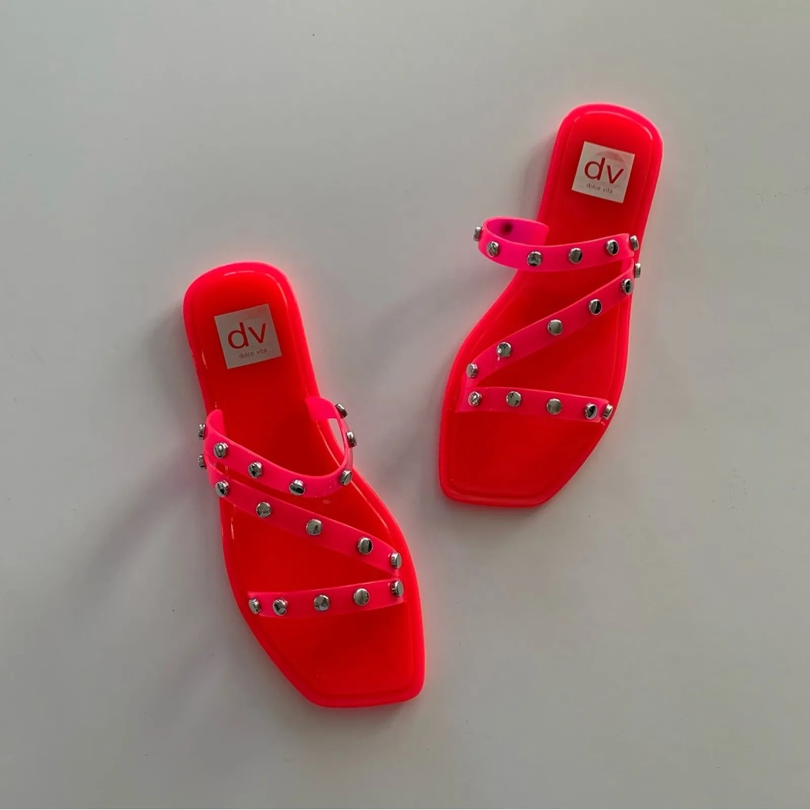 DV by Dolce Vita Hot Pink Shelly Studded Jelly Slip On Open Toe Sandals Size 6 - Image 6