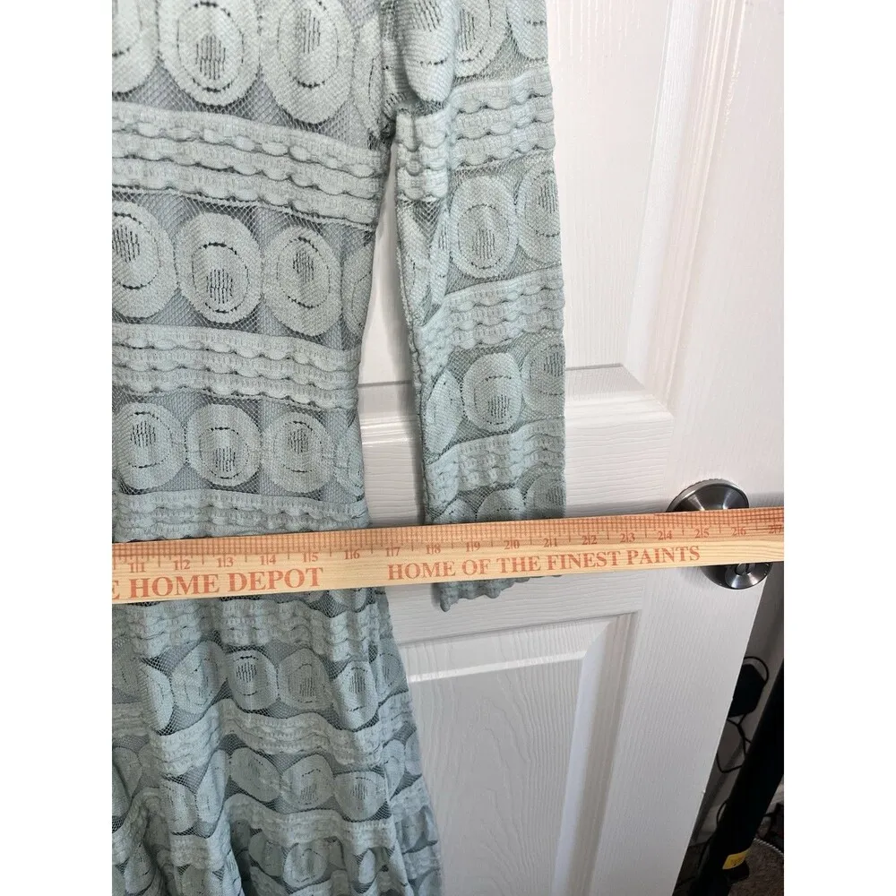 Sundance Willow Lace Midi Dress Pastel Aqua Green Long Sleeves Sz Petite Large - Image 6