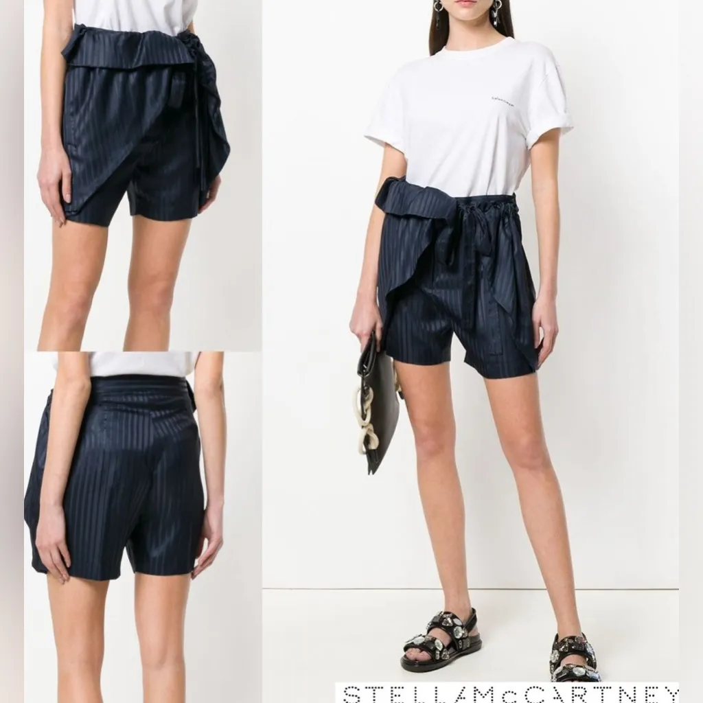Stella McCartney Silk Striped Shorts Wrap Tie Front Luxe NWT 44 US Med *Read* - Image 4