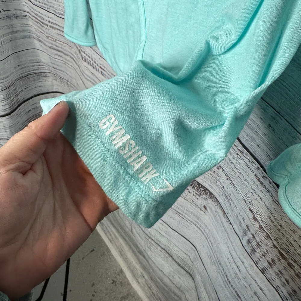 Gym shark Blue Split Back Long Sleeved Athletic Shirt Top Sm - Image 2