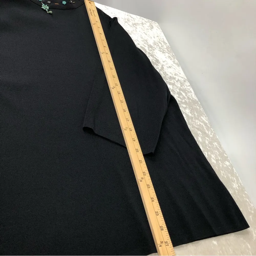 JOSEPH A. Woman QU'EST-CE QUE C'EST Black Long Sleeve Neck Embellished 3x Top - Image 8