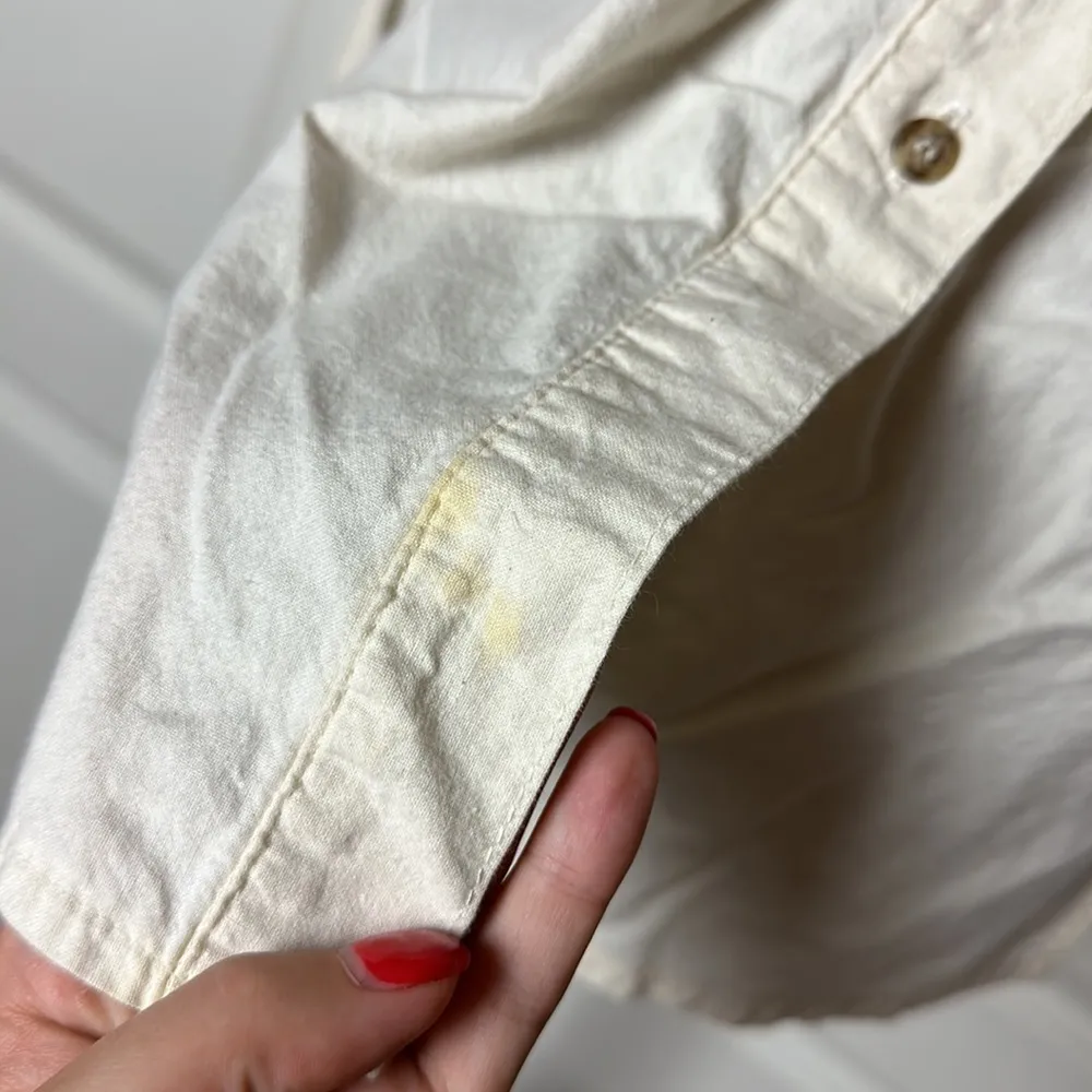 VTG CREAM WESTERN LACE BUTTON UP LONG SLEEVE HIGH LOW UNIQUE SHIRT - Image 8