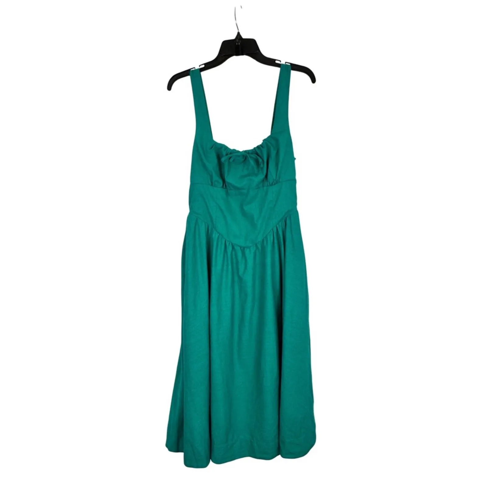 Aqua Women's Dress Midi Green Square Neck Bow Tie Fit Flare Summer Party‎ - Image 4