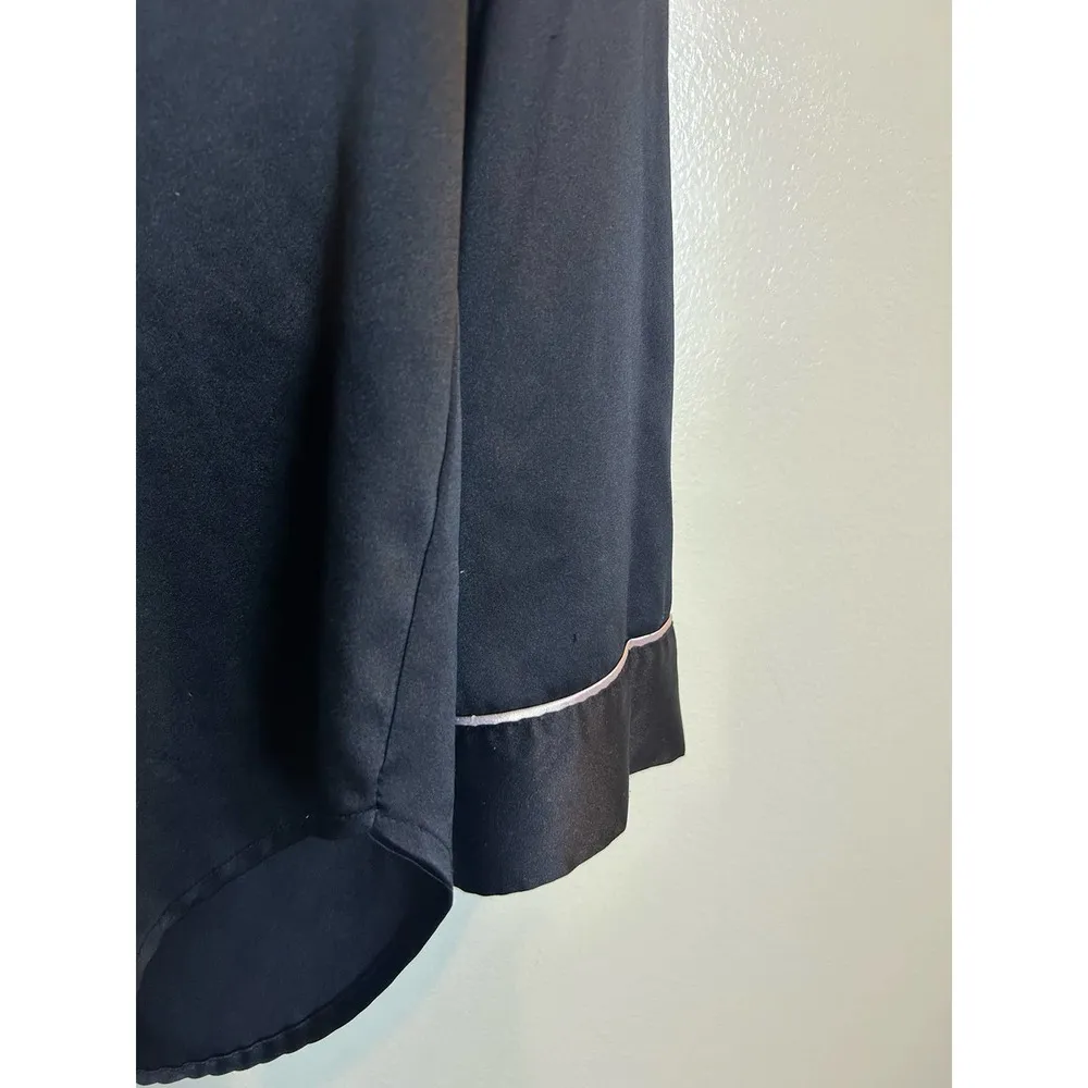 Victoria Secret Black Pajama Shirt Size Small Pink Stripe Button Up Loungewear - Image 5