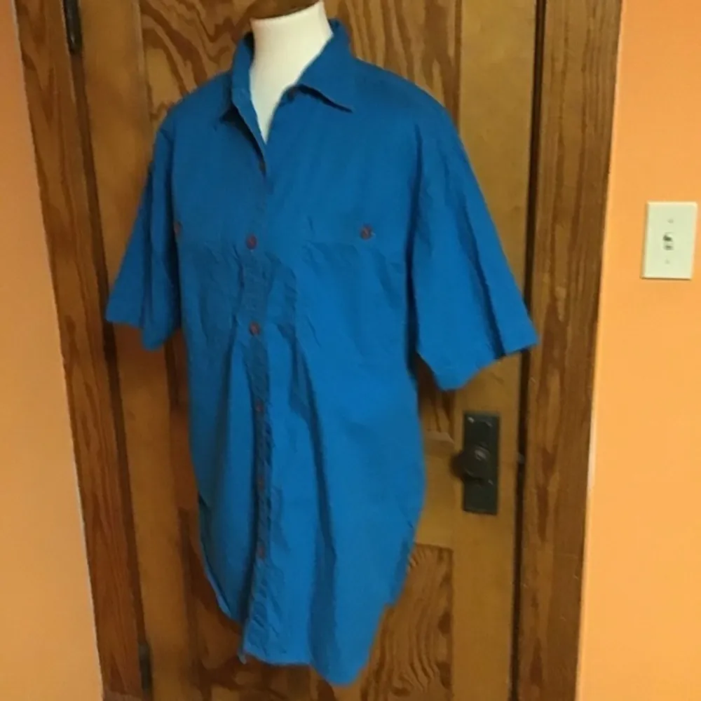 VTG Bright blue 80s oversized shirt Size M - Image 6