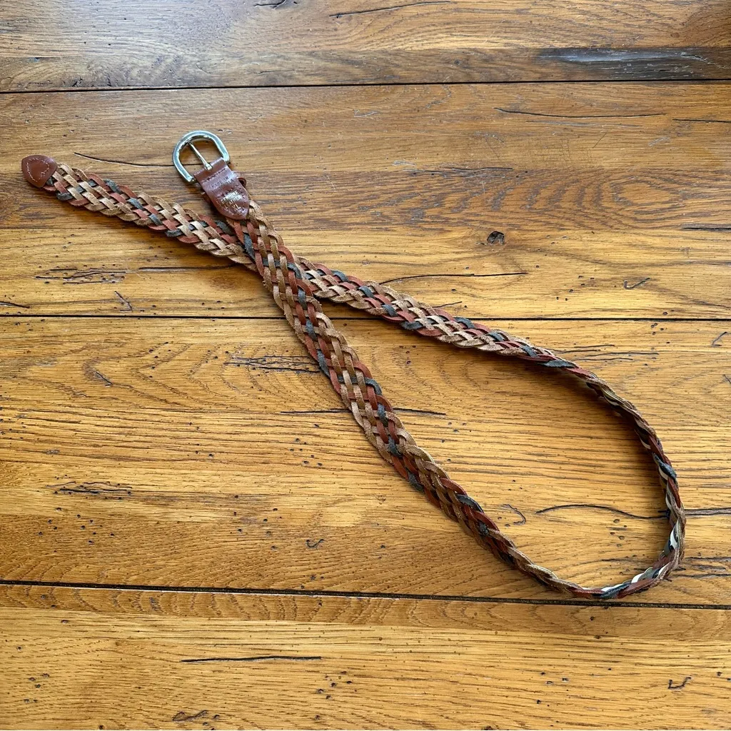 Leather Braided Multicolor Belt Made in Guatemala XL Brown - Image 6